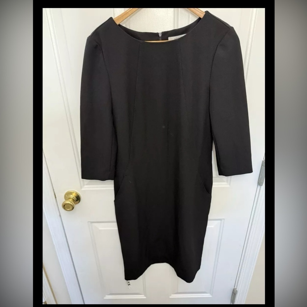MM Lafleur Black 3/4 Length Midi Dress Size 0 Formal Office Business Casual EUC